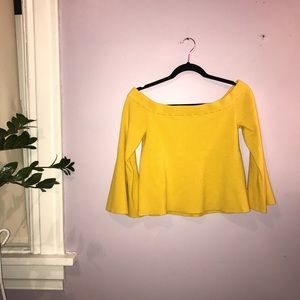 Bell sleeved off the shoulder yellow sweater❄️